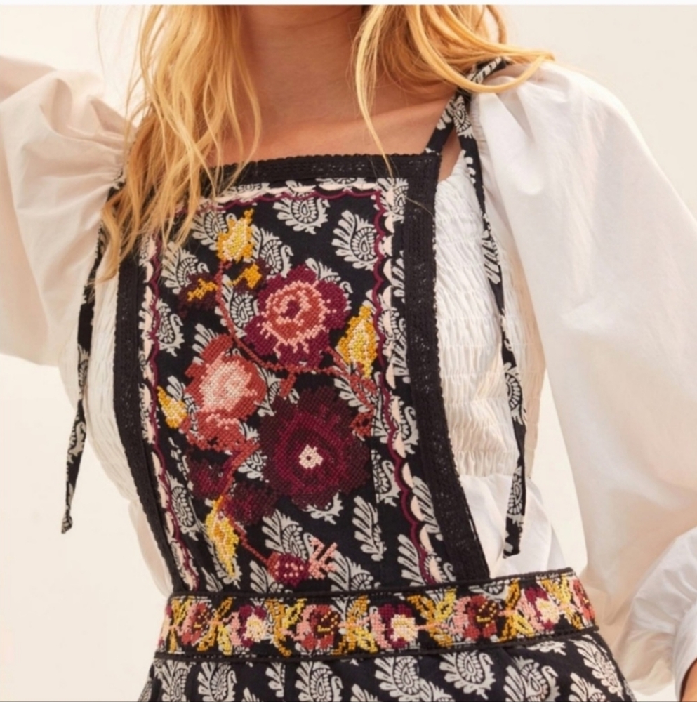 Anthropologie Embroidered Wide Leg Jumpsuit - Picture 4 of 16